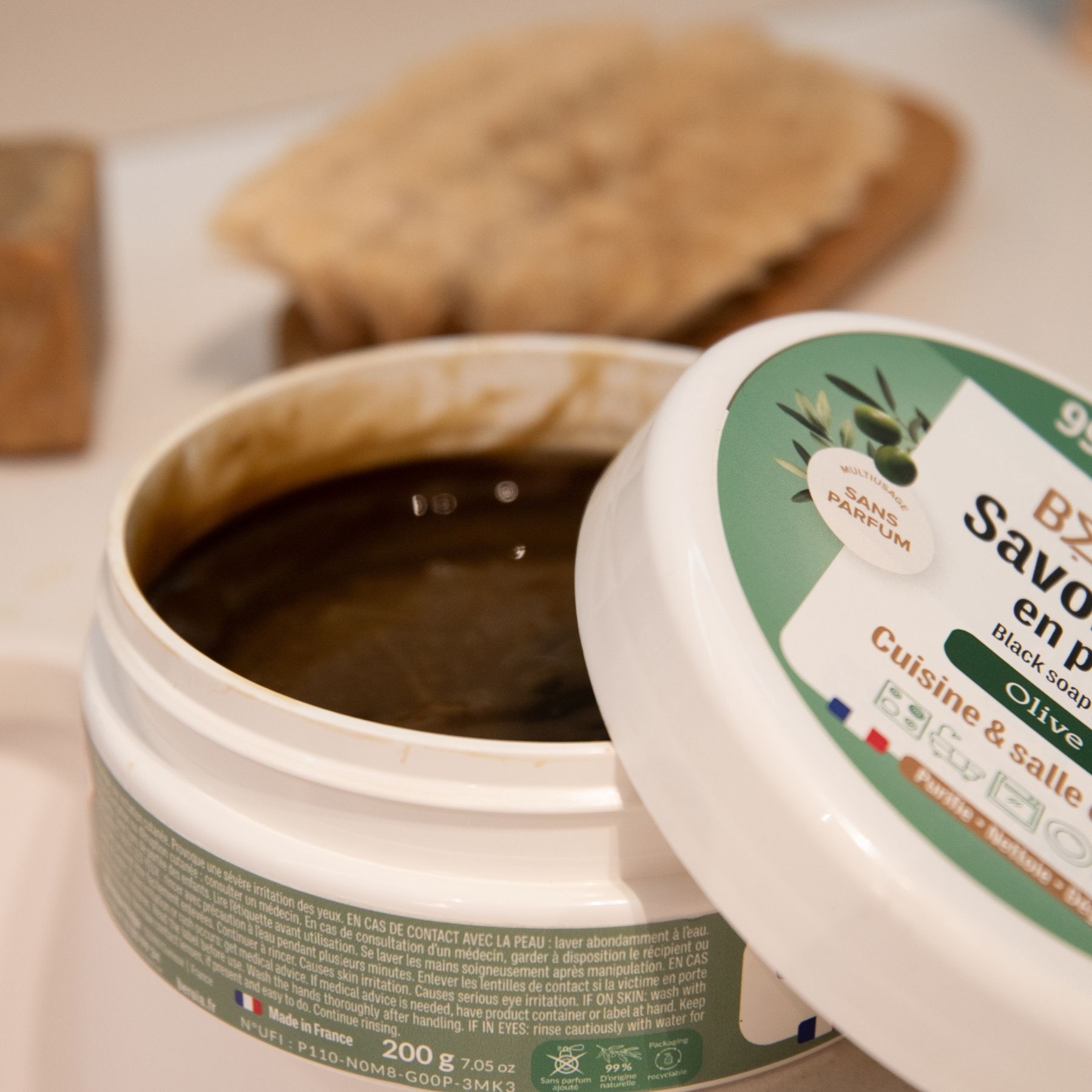 Savon noir en pâte à l'huile d'olive - Nettoyant multiusage - 200g